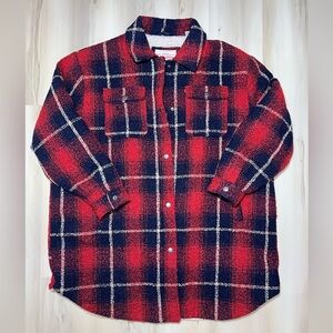 Levi’s Plaid Red Black Sherpa-Lined Snap Zip Up Heavy Wool Jacket Sz 3X | 3E